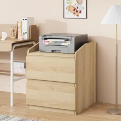 Modern sängbord med 2 lådor, handtagsfri design och höjd topp 60 cm