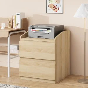 Modern sängbord med 2 lådor, handtagsfri design och höjd topp 60 cm