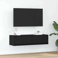 Vägghängt TV-skåp i trä med två lådor för vardagsrum