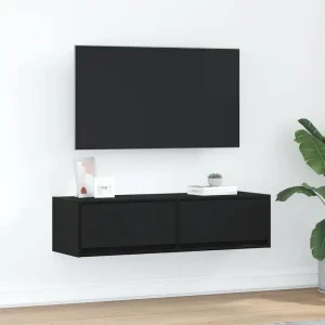 Vägghängt TV-skåp i trä med två lådor för vardagsrum