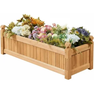 Upphöjd odlingslåda i trä 100x40x35 cm för trädgård och uteplats
