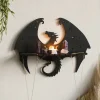 Gothic svart drakhylla i trä – väggmonterad dekorhylla