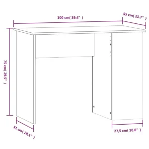 Vitt skrivbord 100x55x75 cm med 2 förvaringsfack