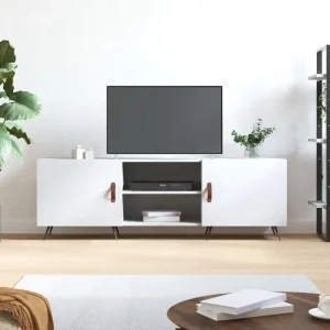 Vitt TV-bänk 150x30x50 cm i konstruerat trä för vardagsrum
