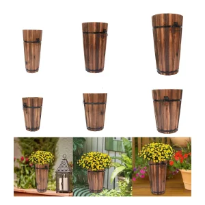 Vintage träkruka i rustik bucketdesign för uteplats och balkong