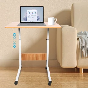 Justerbart laptopbord med hjul, MDF och metall för hem och kontor