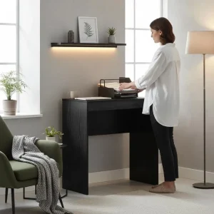 Alternative view of Modernt skrivbord i svart ek 70 x 40 x 76 cm för kontor