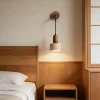 Retro vägglampa i Yellow Travertine och svart sten, E27 för sängplats
