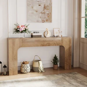 Alternative view of Slim modern farmhouse konsolbord i trälook för hall och soffan