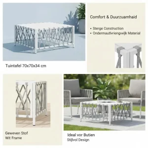 Modern sidobord för uteplats och trädgård 70 x 70 x 34 cm