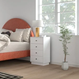 Modernt sideboard med 4 lådor, vit förvaring till vardagsrum och hall