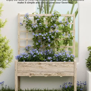 Upphöjd odlingslåda med höga ben i trä för grönsaker, örter och blommor