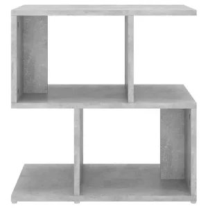 Modern sängbord i betonggrått med öppna förvaringsfack, 50x30x51,5 cm