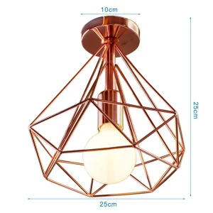 Vintage taklampa i järn med E27 och roséguldfinish för hall och entré 28 Vintage taklampa i järn med E27 och roséguldfinish för hall och entré