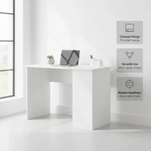 Vitt skrivbord 100x55x75 cm med 2 förvaringsfack