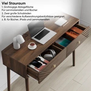 Mid-Century modern konsolbord med två lådor och öppen förvaring