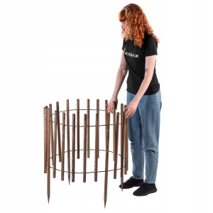 Rundad trädgårdspalisad 230 cm i trä, brun