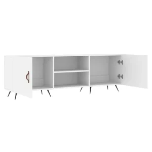 Vitt TV-bänk 150x30x50 cm i konstruerat trä för vardagsrum