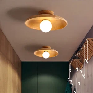 Modern trä taklampa i logg- eller valnötsfärg med G9-fäste