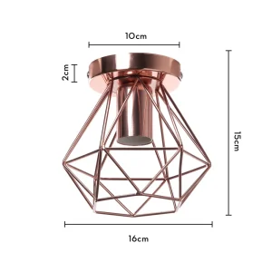 Vintage taklampa i järn med E27 och roséguldfinish för hall och entré 26 Vintage taklampa i järn med E27 och roséguldfinish för hall och entré