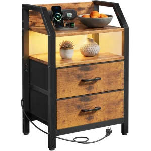 Alternative view of Nattduksbord med laddstation, USB-portar och fabric drawers