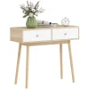 Modern konsolbord med 2 lådor, ek och vitt, 86 x 35 x 75 cm
