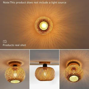 Bambu taklampa med E27, varmvit, 20–30 cm för inomhusbruk