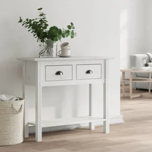 Rustik konsolbord i massiv furu med lådor och hylla