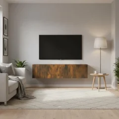 Vägghängt TV-skåp i rökt ek 120 x 30 x 30 cm av ingenjörsträ