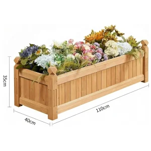 Upphöjd odlingslåda i trä 100x40x35 cm för trädgård och uteplats