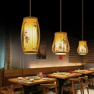 Bambu taklampa i kinesisk stil, handflätad pendellampa E27 13 Bambu taklampa i kinesisk stil, handflätad pendellampa E27