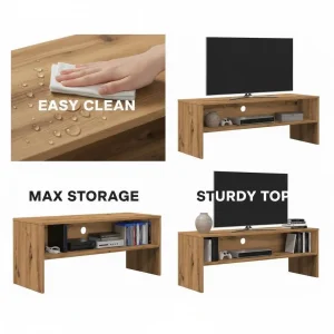 Handgjort TV-bord i ek 100x40x40 cm av konstruerat trä