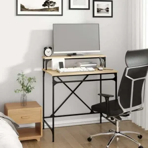 Sonoma ek-skrivbord 80x50x90 cm i konstruerat trä och järn