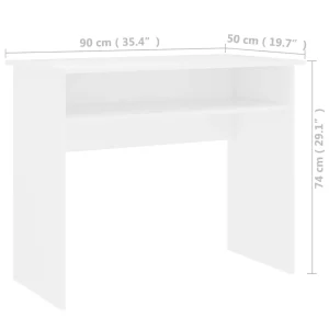 Vit skrivbord 90 x 50 x 74 cm i konstruerat trä med hyllplan