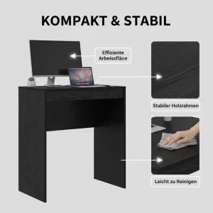 Modernt skrivbord i svart ek 70 x 40 x 76 cm för kontor