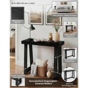Modern konsolbord 91,5 cm i svart för hall, vardagsrum och sovrum