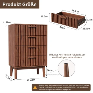 Byrå med 4/5/6 lådor i trä med handtag för sovrum och vardagsrum