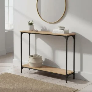 Modern konsolbord för hall och vardagsrum i trä och metall