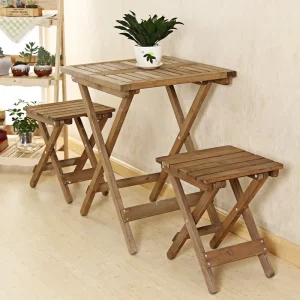 Fällbart träbord för utomhusbruk, picknick och balkong