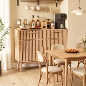 Modernt förvaringsskåp 100x35x80 cm med 2 lådor och anti-tip