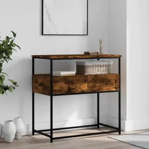 Smal konsolbord i rökt ek 75x40x75 cm med metallram