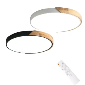 Alternative view of Modern nordisk LED-taklampa i trä, dimbar med fjärrkontroll