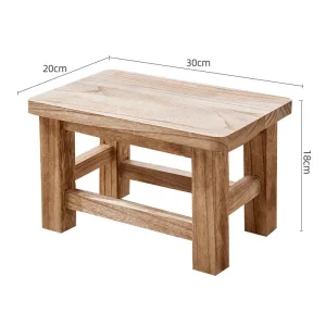 Solid träpall med låg profil för hem, skor och fotstöd