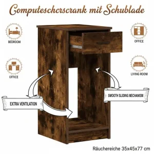 Computer cabinet med låda för PC-torn och kabelförvaring