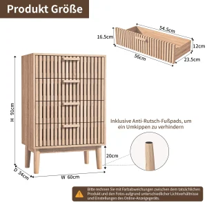 Byrå med 4/5/6 lådor i trä med handtag för sovrum och vardagsrum