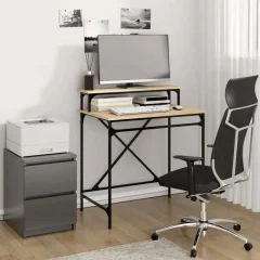 Sonoma ek-skrivbord 80x50x90 cm i konstruerat trä och järn