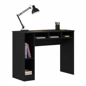 Skrivebord i svart ek 90x40x72 cm för hemmakontor och små utrymmen