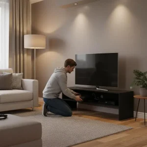 Alternative view of TV-bänk i svart och Sonoma ek, 120 x 40 x 40 cm