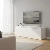 Vitt TV-bord i konstruerat trä 80x34x30 cm med 3 lådor