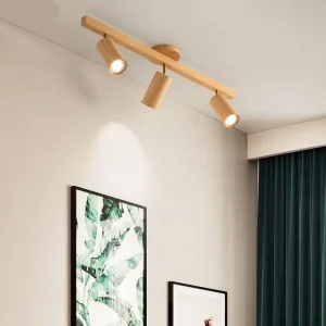 Alternative view of Nordisk LED-taklampa i trä med justerbar vinkel och 5 ljuskällor